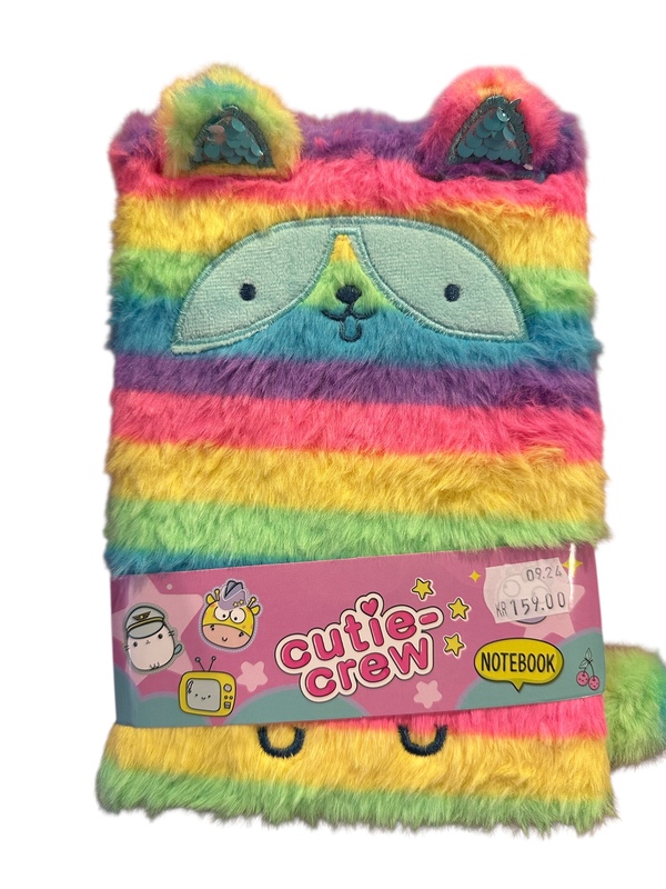 NOTISBOK PLYSJ 3 ASS 15X21,2CM CUTIE-CREW Regnbuefarga - Tinka
