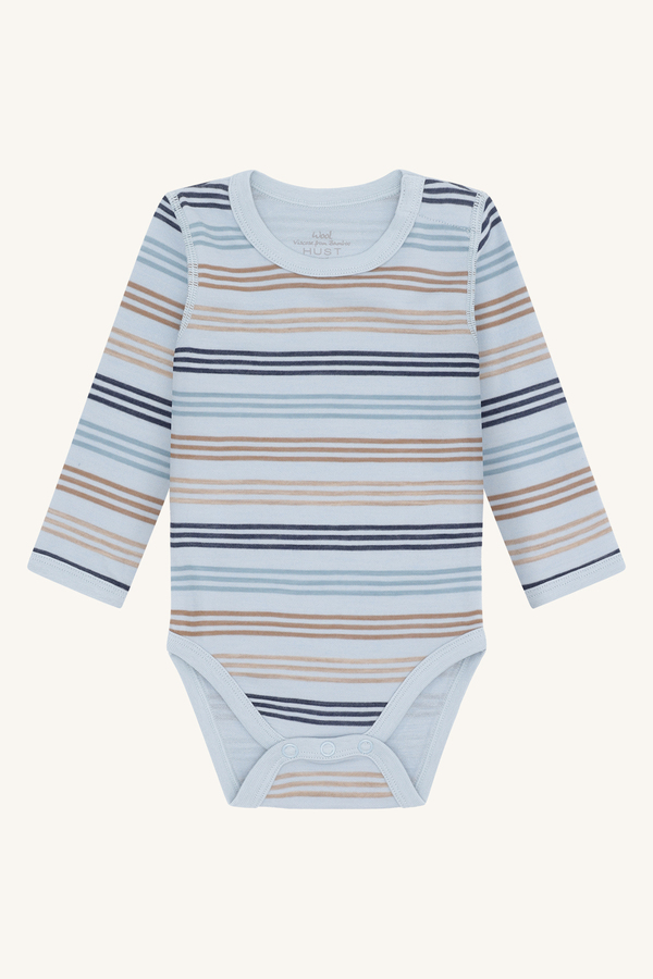 Hust & Claire Baloo 3 stripes body ull/viskose fra bambus 4117 baby blue - Hust & Claire