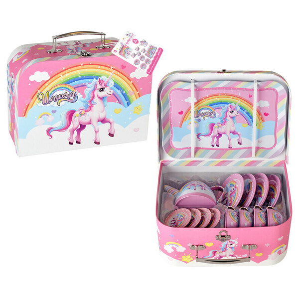 Enhjørning Koffert med Koppesett i Tinn Rosa Enhjørning - Fritz Hansen