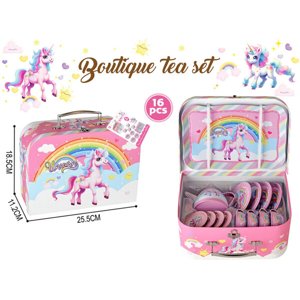 Enhjørning Koffert med Koppesett i Tinn Rosa Enhjørning - Fritz Hansen